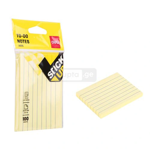 DELI-დელი ჩასანიშნი წებოვანი ხაზიანი ფურცლები 100ფ 76*101მმ EA00652